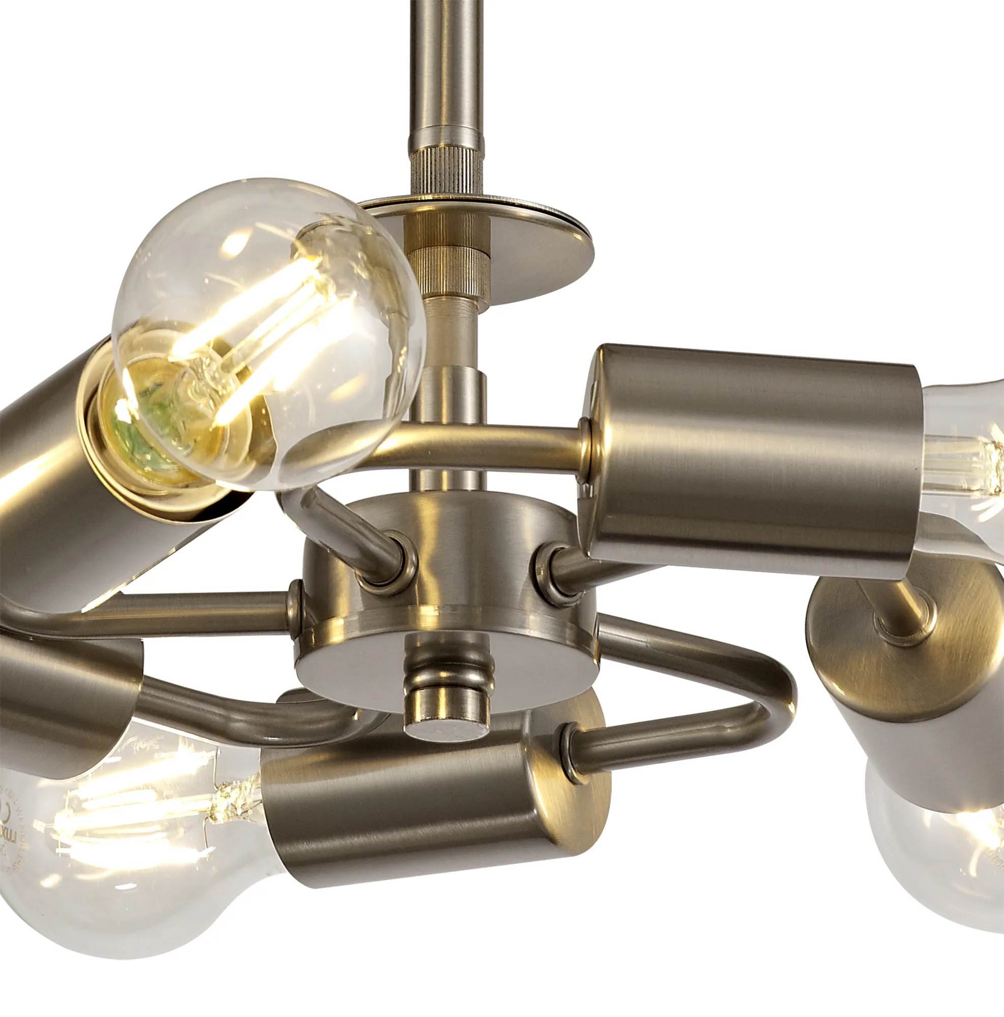 Baymont 45cm Semi Flush 5 Light Satin Nickel, Grey DK0756  Deco Baymont SN GR